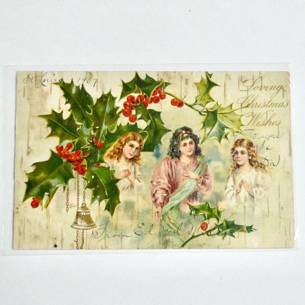 1907 Antique Loving Christmas Wishes Postcard